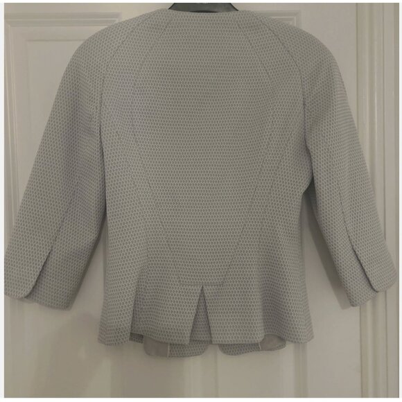 TED BAKER Dhiaa Textured Zip Jacket blazer Light Blue peplum size 3 nwot - Picture 3 of 11